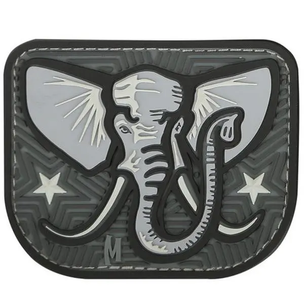 Maxpedition Elephant Artwork Morale Patch - SWAT, PVC Rubber, Hook Back for Gear Personalization