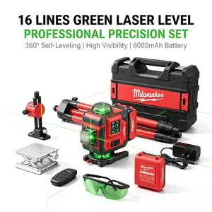 Milwaukee 4D 16-Line Laser Level Self Leveling Green Beam Measuring Tool Compatible With  for Construction Remodeling Tile Installation Ceiling Layout and Precision