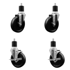 212 MAIN SCC-EX20S514-PHS-2-PLB-2-178 Phenolic Swivel Expanding Stem Caster, 5 in. Lockable Black Wheels, 1.87 in. Stems - Set of 4, Lockable Wheels
