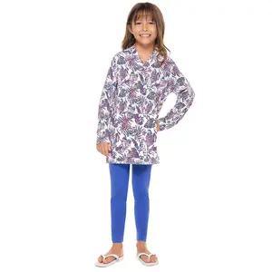 Girl's Catalina Beach Cover-Up Dress | Magnolia Pink Beach Leaves