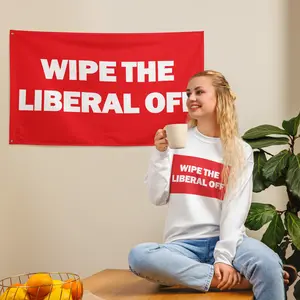 WTLO Flag - Wipe The Liberal Off Polyester Knitted Banner with Bold Front & Blank Reverse 2 Iron Grommets for Maximum Flex