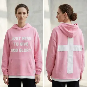 2026 Spring Outfits Christian Just Here To Give God Glory Hoodie Harajuku Cross Letter Embroidered Sweatshirt Paranoid Hoodie