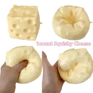 Moldable Squishy Cheese Block, Giant Yellow Fidget Toy with Slow Rebound & Non-Rebound, ASMR Stress Ball with Squeeze Feature for Play & Relaxation