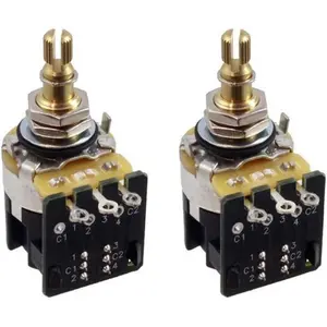 CTS 500k Push Pull Potentiometer for Guitar - Push Pull Pot, Short Split Shaft, Audio Taper, DPDT, Coil Split, 10% Tolerance (2x)