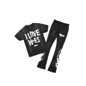 Banyan Black T-Shirt/Stacked Flare Track Set