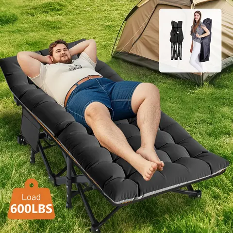 SLSY Lightweight Folding Heavy-Duty Metal Oxford Cloth Camping Cot - Camping Furniture, 75"x28" Large Size Adult Fit, 3.3" 2-Sided Mattress, Easy-Clean Fabric, Carry-Bag Ready (Hiking Gear)