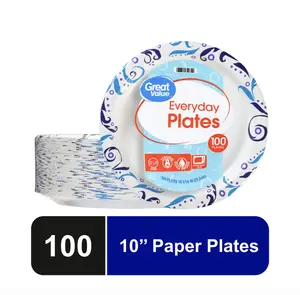 Great Value Everyday Paper Plate, 10", 100ct, Patterned