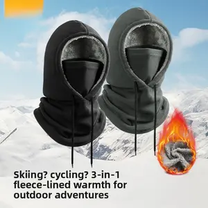 Fleece-Lined Thermal Hooded Balaclava with Face Mask & Neck Warmer, Windproof All-in-One Head Cover for Cycling, Hiking & Spring Outdoor Activities, Affordable Gear for Men & Women[006] Skiing