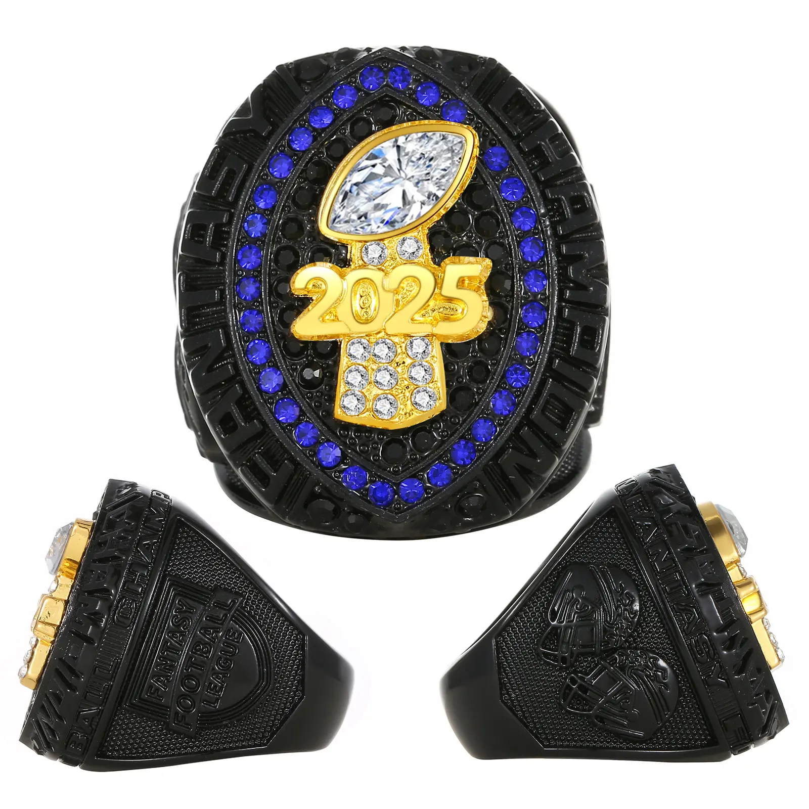 2025 fantasy series sports jewelry cool black football championship rings for men