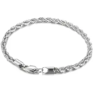 Stainless Steel Mens Bracelets, Plated Figaro/Twist Rope Chain Bracelet for Men,Fashion Link  Hop Rope Chain Bracelets Jewellry Gifts for Lover  Dad Boyfriend (22CM)