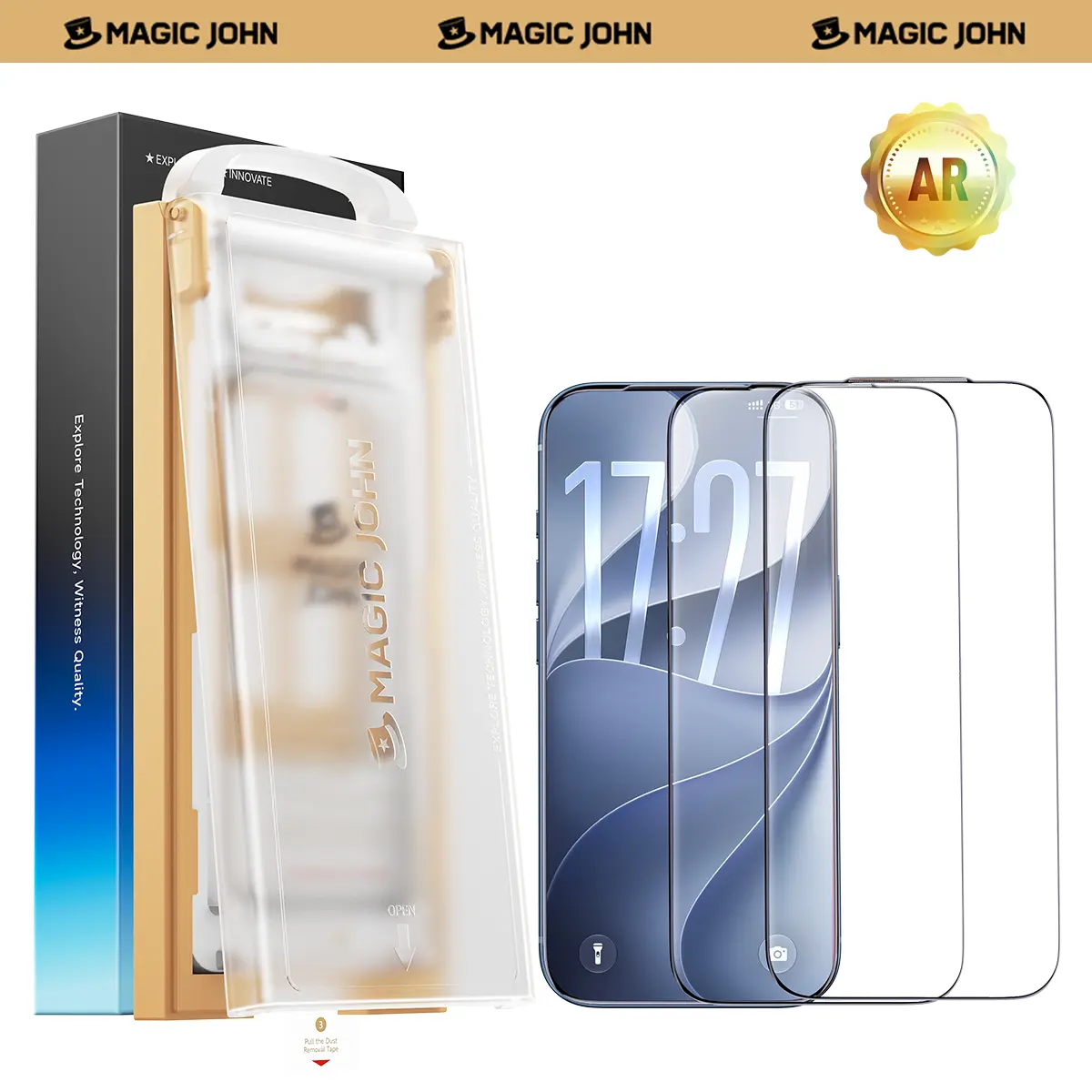 MAGIC JOHN Advanced Protection Phone Screen Protector - AR Anti-Glare HD Clarity for Outdoor Users, Ultra-Thin Black Border Full-Screen Fit Reduces Lifting, 3D Curved Edge Smooth Touch, Earpiece Dust Guard, Scratch & Impact Resistance, 28° Privacy Option
