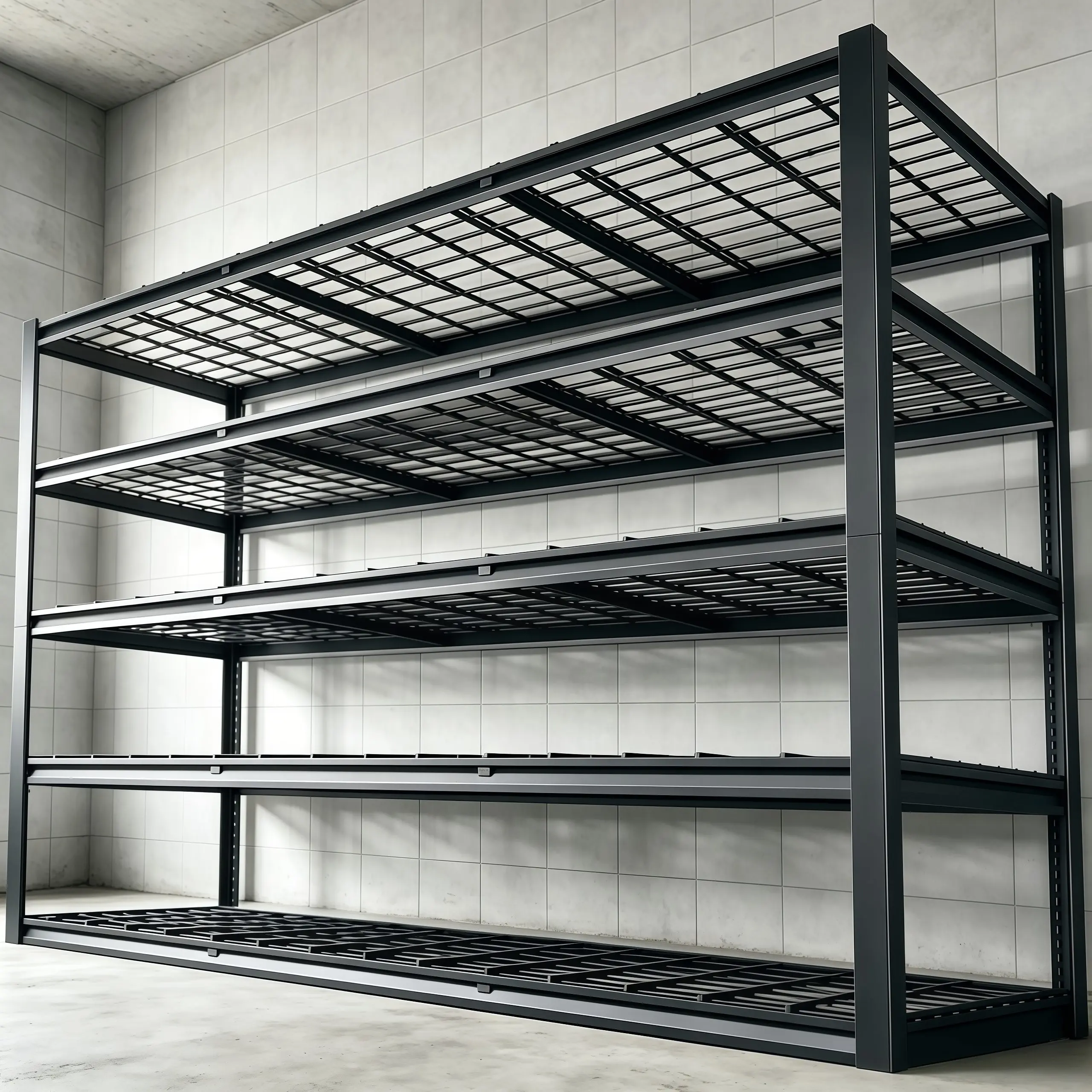 5-Tier Rustproof Industrial Metal Storage Shelving - 2500 lbs Capacity, Adjustable Freestanding Frame, Heavy-Duty Utility Rack for Commercial Warehouses & Home Organization Installation Household