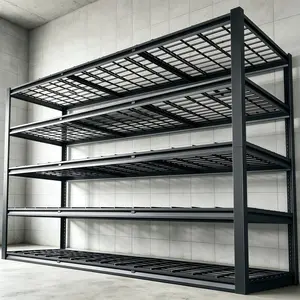 5-Tier Rustproof Industrial Metal Storage Shelving - 2500 lbs Capacity, Adjustable Freestanding Frame, Heavy-Duty Utility Rack for Commercial Warehouses & Home Organization Installation Household