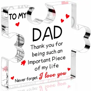 Thank You Dad Gift Puzzle Acrylic Plaque Sign, Mini Desk Decor, Home Office Bedroom Decor, Father's Day Birthday Christmas Keepsake