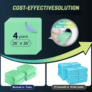 4-piece pack/1-piece pack 36 inch x 36 inch super absorbent washable pad, waterproof quick drying care pad, incontinence mattress, reusable washable pet urine pad, suitable for diaper changing and adult use