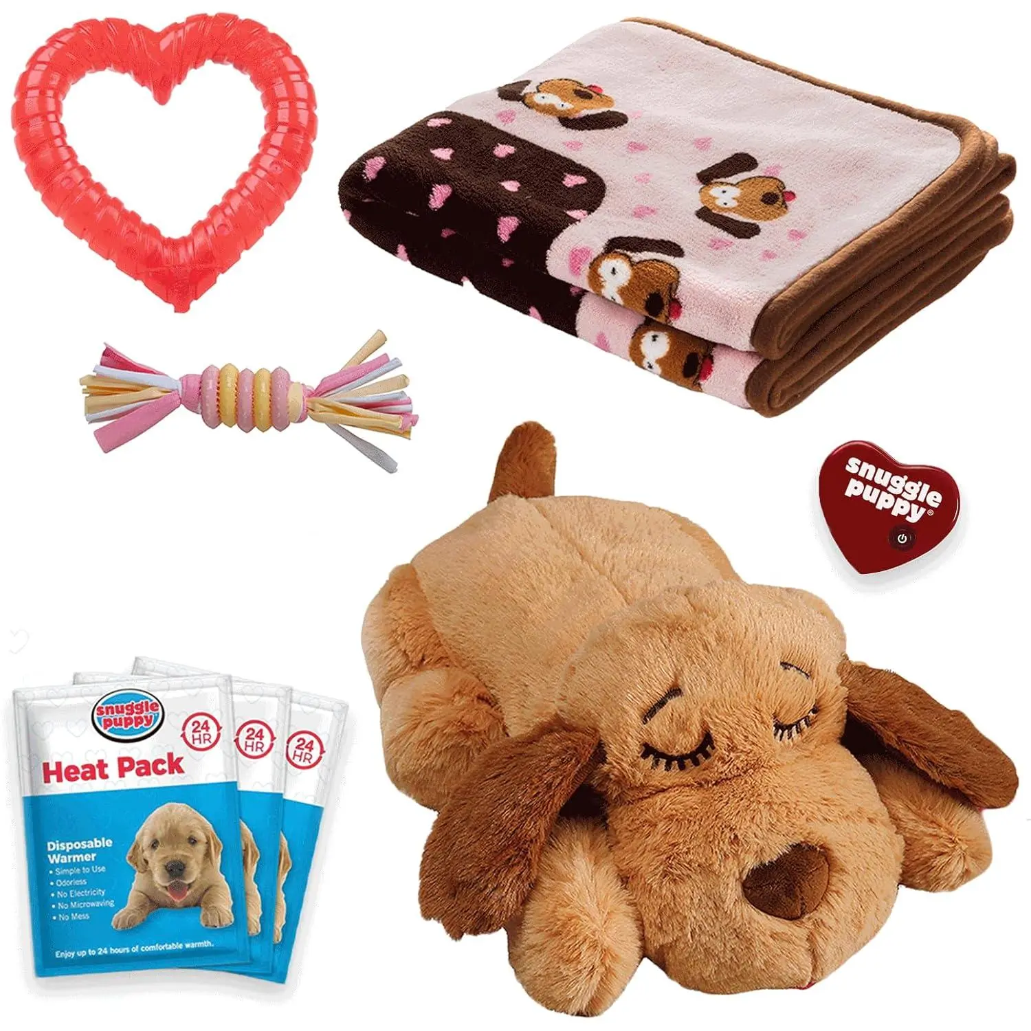Original Snuggle Puppy  Starter Kit - Heartbeat Puppy for Dogs - Calming Aid with 3 Heat Packs, Puppy  , Dog   and Dog Blanket