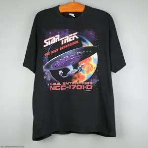 Vintage 1994 Star Trek T-Shirt Uss Enterprice The Next Generation Graphic Tee Heavy Cotton Tee Shirt, 100% Heavy Cotton Shirt