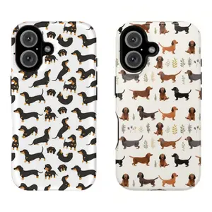 Dachshund Dog Phone Case Cute Sausage Dog Print Protective Case Compatible for iPhone 17 Promax 16 15 14 13 12 11 and for Samsung S21-S25 Perfect Gift for Dog Lovers