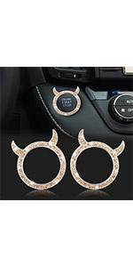 WINKA 2pcs Bling Car Engine Start Button Cover Diamond Crystal Push Start Stop Button Ring Sparkly Bling Ignition Button Cover Rhinestone Keyless Ignition Ring Universal Car Accessories (Red)
