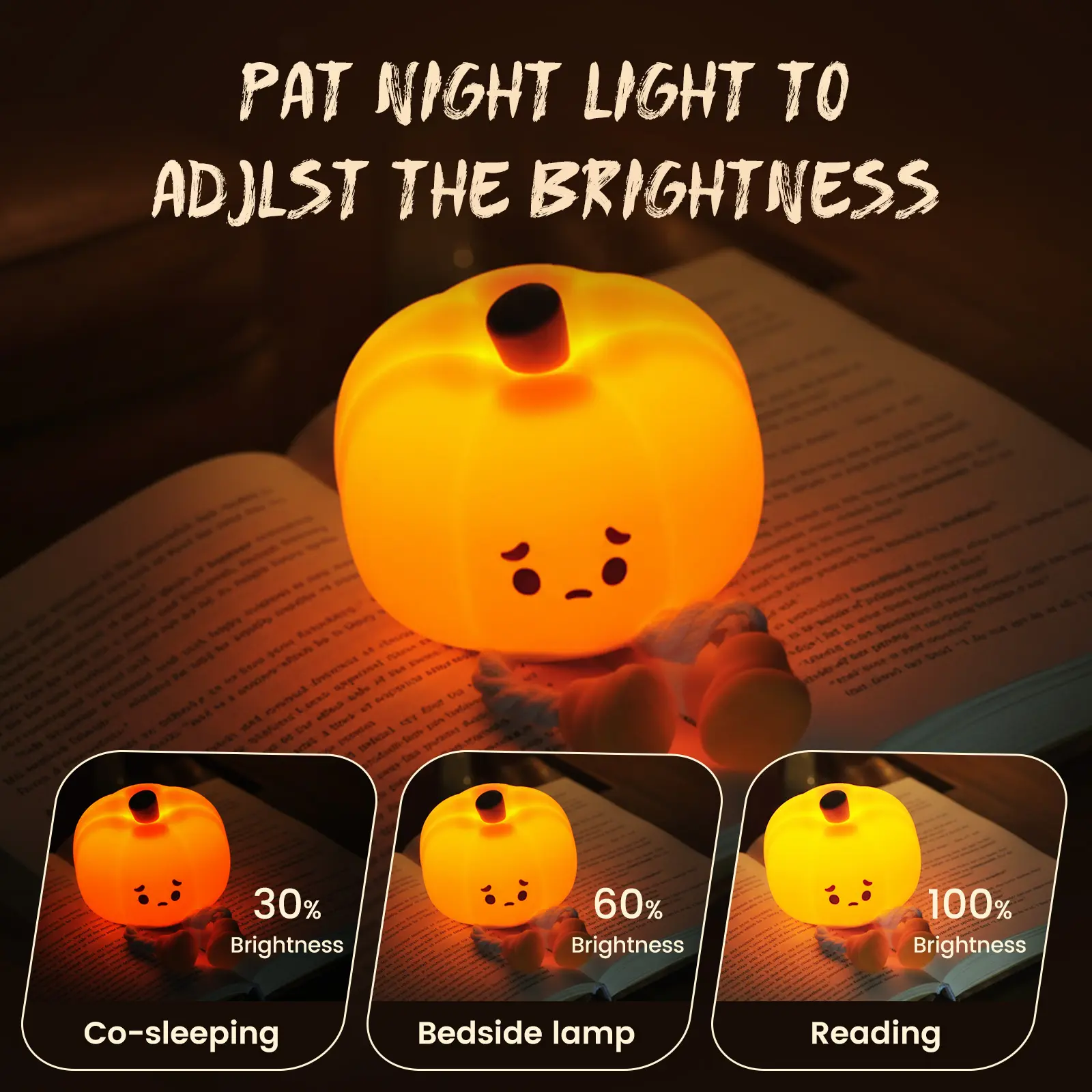 5pcs Silicone Rechargeable Pumpkin Illuminated Night Light - Cute LED Decoration Lamp with Touch Control, Ambient Decor Lighting, Atmosphere Desk Lamps for Bedroom & Office Festive Gifts