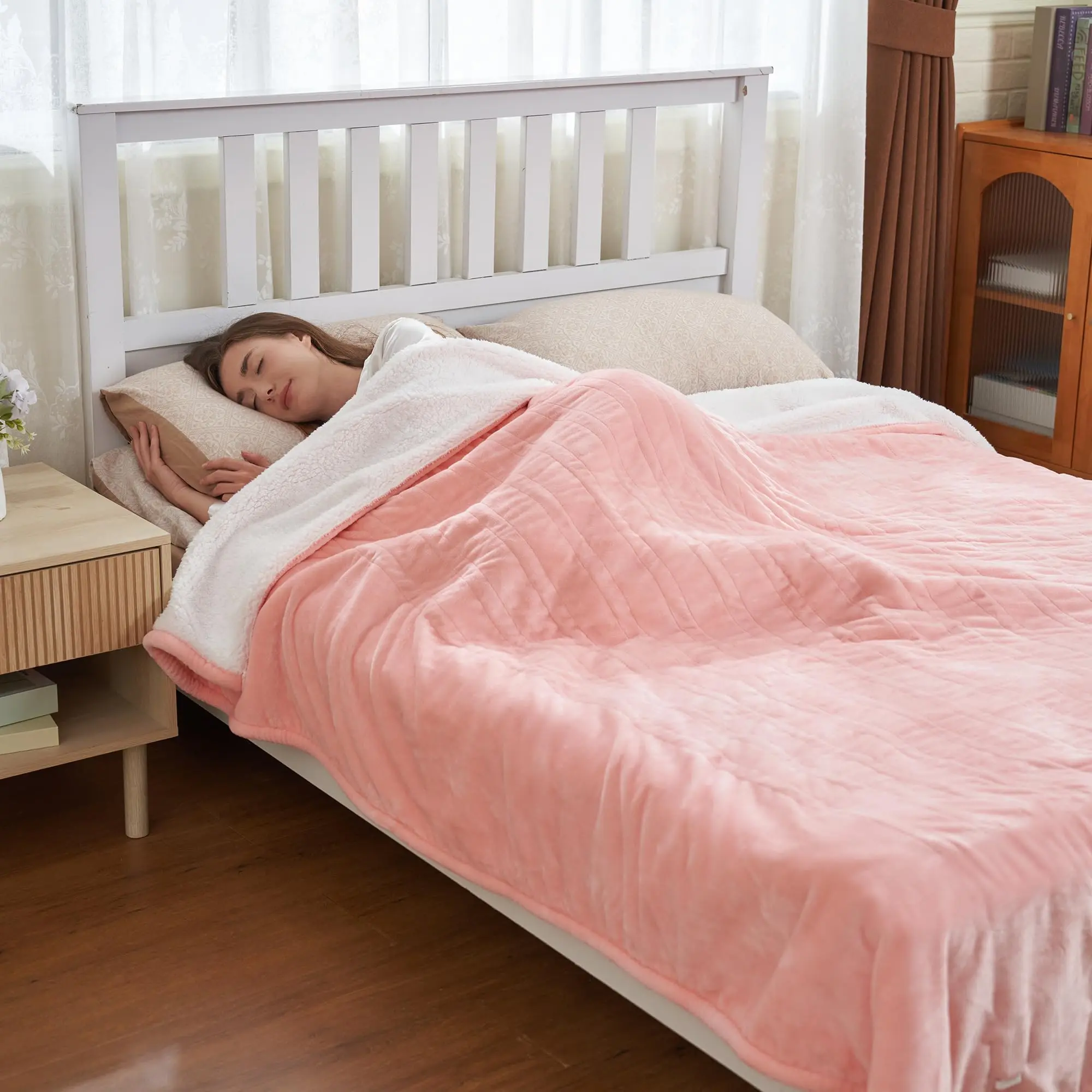 Devoko Heated Electric Blanket, 50"x60" Flannel Heating Blanket Features 12-Hour Timer with 6 Heating Settings, Machine Washable Sherpa with Overheating Protection, Ideal Gifts for Her