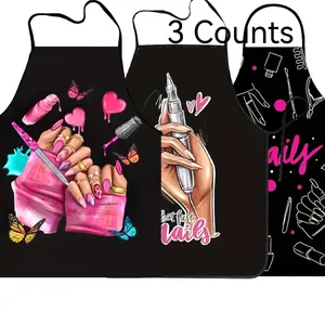 Nails Pattern Apron Set,3 Counts Polyester Apron for Women,Summer Kitchen Apron for Cooking,Christmas Gift, Cool Apron,Nails Design Tool,Mother's Day Gift, Kitchen Essential