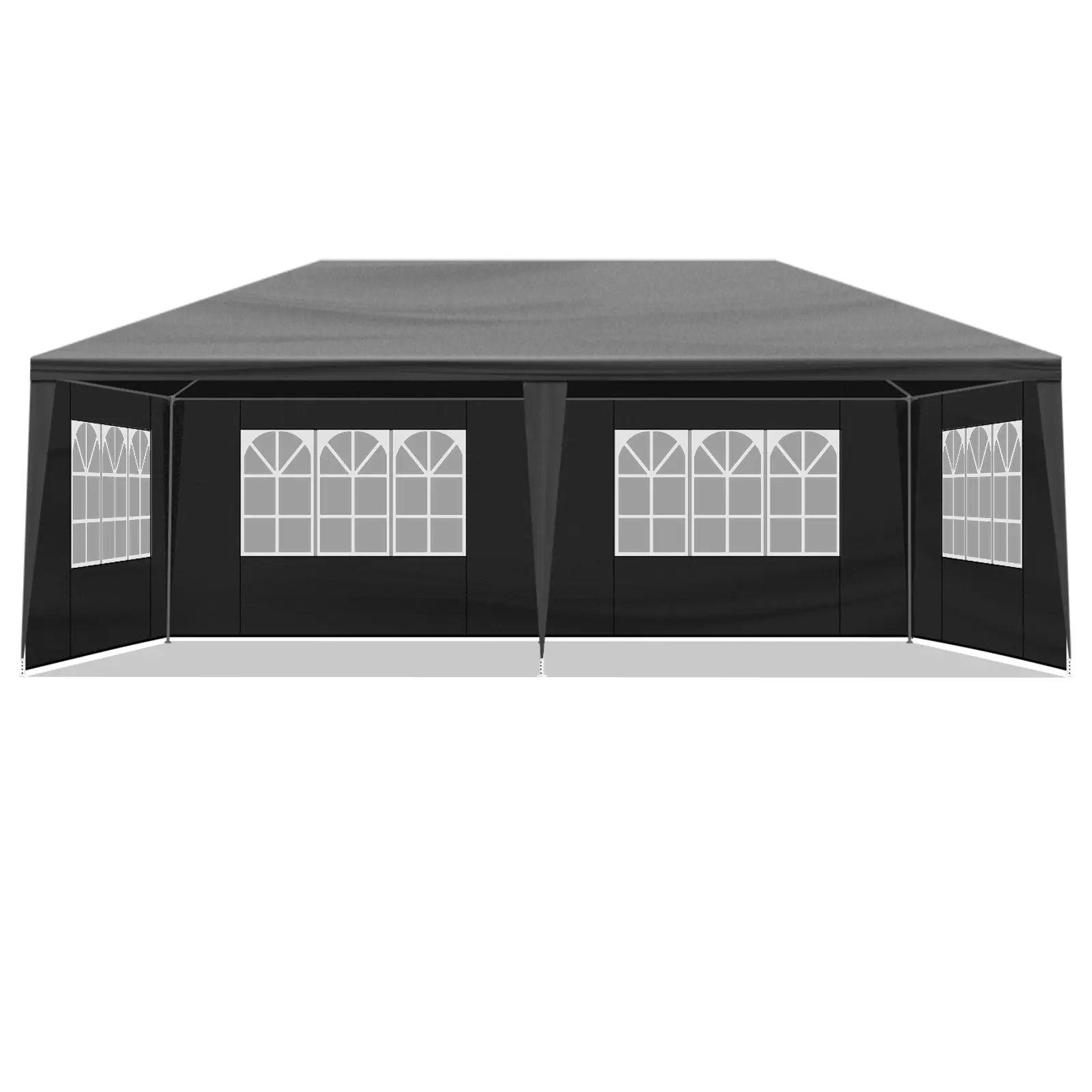 0x20 Black Party Tent with 6 Removable Sidewalls (2 Doors & 4 Windows), Waterproof Outdoor Canopy Shelter, Heavy Duty Steel Frame Wedding Gazebo for Backyard Events