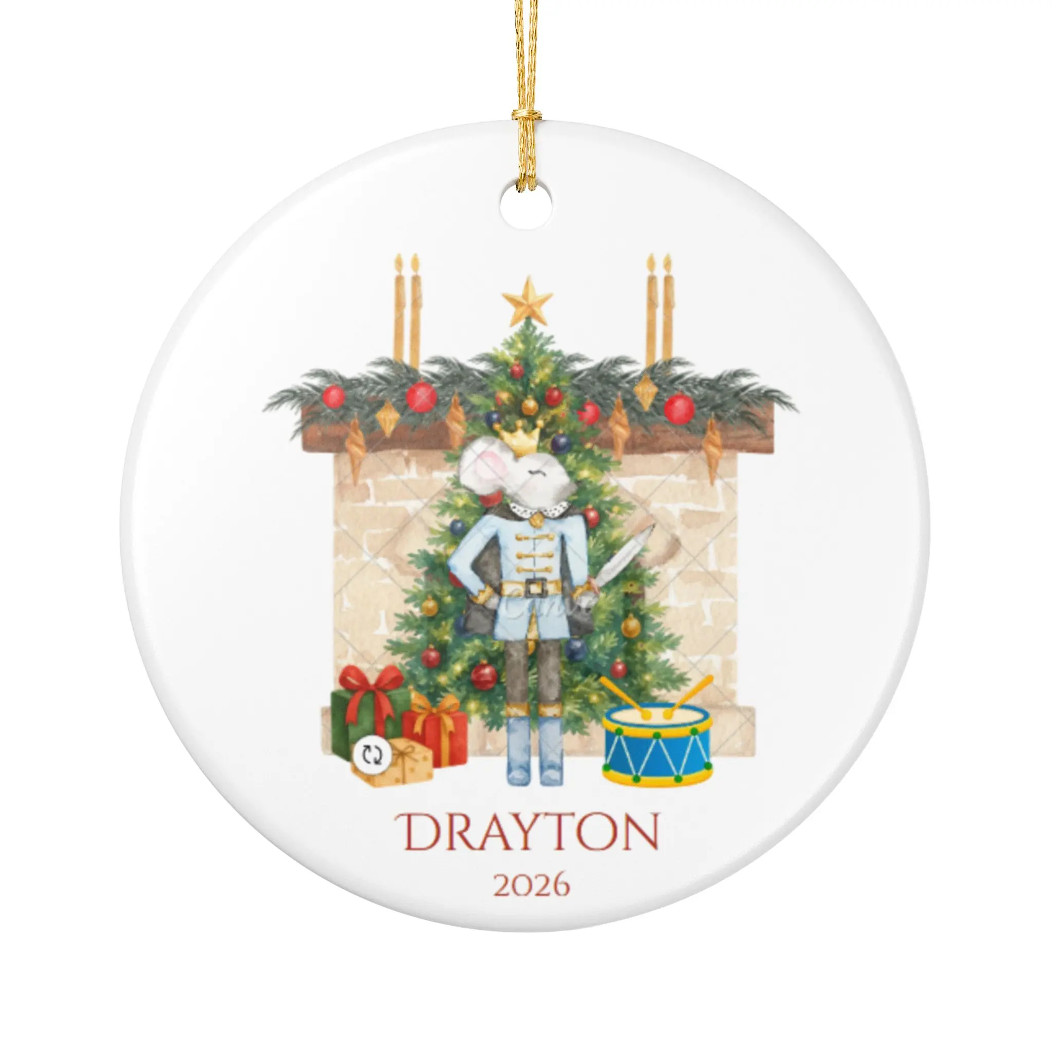 Nutcracker Mouse Christmas Ornament | Ceramic Holiday Decoration, Personalized Name 2026