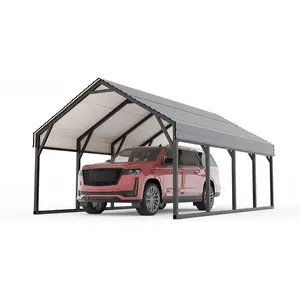 Metal Carport Heavy Duty Carports Reinforced Frame Steel Roof All Weather Shelter Canopy for Pickups Boats Cars Tractors