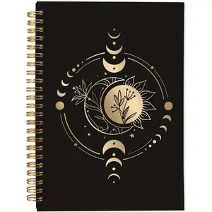 1pc Sun and Moon Notebook, Boho Aesthetic Notebooks, Witchy Journal, Witchy Gifts for Women, Mystical Celestial Spiral Notebook Journal 5.5x8.3in Classic Ruled Paper with 50 Pages