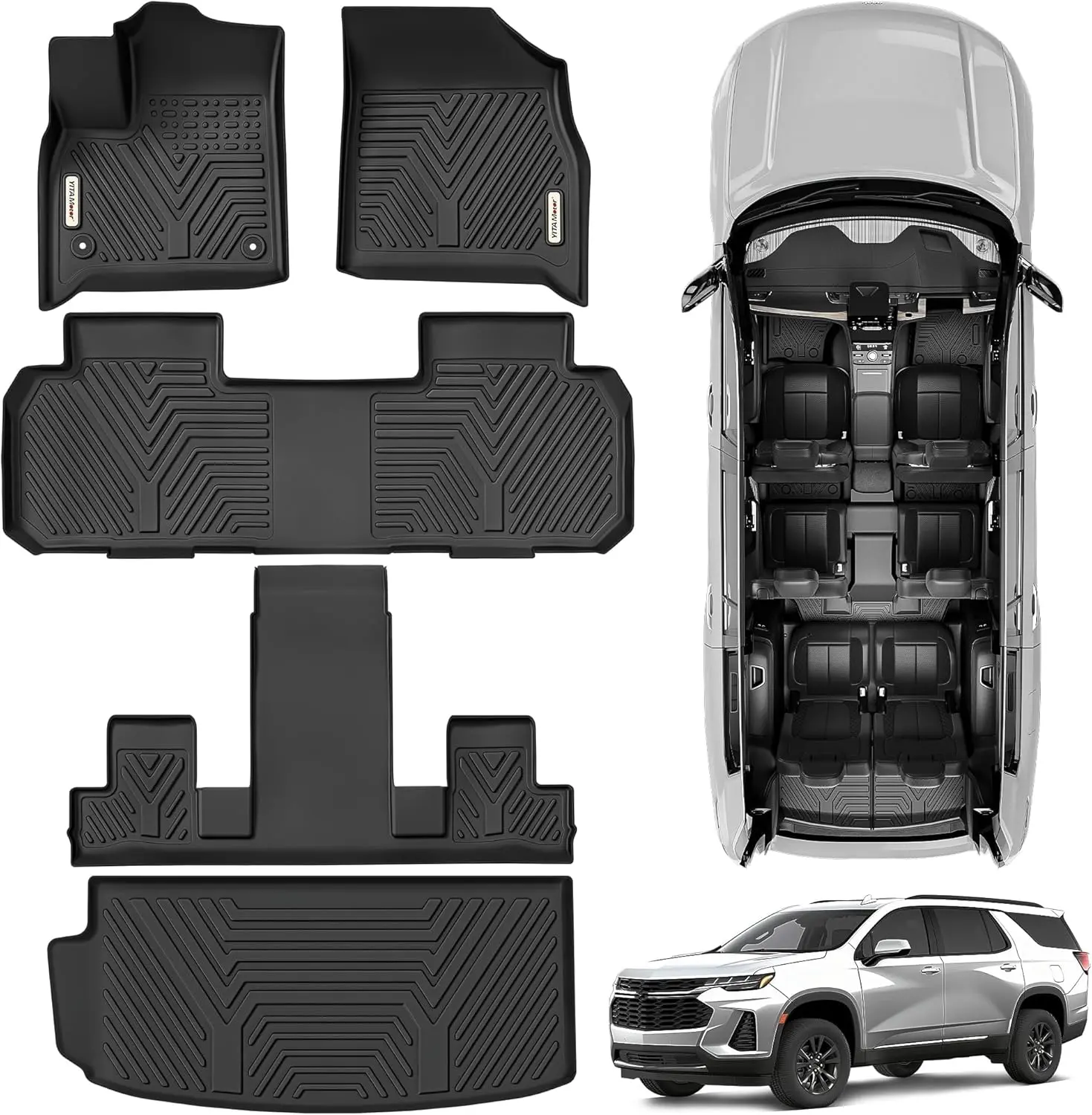 YITAMOTOR Floor Mats & Cargo Liner Fit for 2018-2025 Chevrolet Traverse 7 Seats YITAMOTOR Floor Mats & Cargo Liner Fit for 2018-2025 Chevrolet Traverse 7 Seats