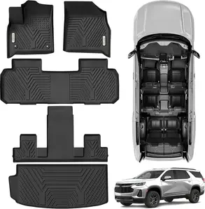 YITAMOTOR Floor Mats & Cargo Liner Fit for 2018-2025 Chevrolet Traverse 7 Seats, Custom Fit All-Weather TPE Rubber Car Mats Liners Chevy Traverse Accessories