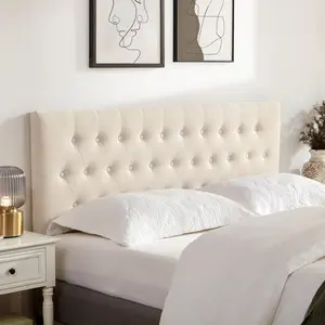 Tufted Upholstered Headboard Twin/Full/Queen/King Size, Solid Wood Head Board with Durable Metal Legs, Adjustable Height Bed headboard from 37” to 51” Fabric Headboard in Modern Button Design