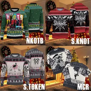 Rock Band Christmas Ugly Sweater, Rock Music Lover Christmas Knitted Ugly Sweater Hoodie