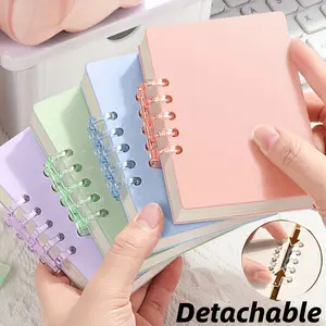 7 Colors - 80 Pages Pocket Notebook with Detachable Coil Binding, Coil Bound Notebook, Spiral Bound Notebook, A7 Notepad with Retro Cartoon/Rainbow Theme, Memo Diary Planner, Suitable for Registration, Office and Writing Supplies Organization