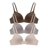 Eleplus 3 Pieces Lightly Lined Wireless Bras for Women Comfy Plunge T Shirt Bra Pack Style Womenswear for Everyday & Bridal Events #SummerVibes