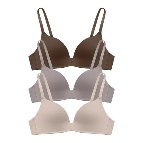 Eleplus 3 Pieces Lightly Lined Wireless Bras for Women Comfy Plunge T Shirt Bra Pack Style Womenswear for Everyday & Bridal Events #SummerVibes