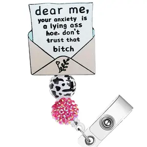 Cute Envelope Design Badge Holder, 1 Count Retractable Badge Clip, ID Card Holder for Student Office Staff Doctor Nurse Teacher, Nurse Badge Reel