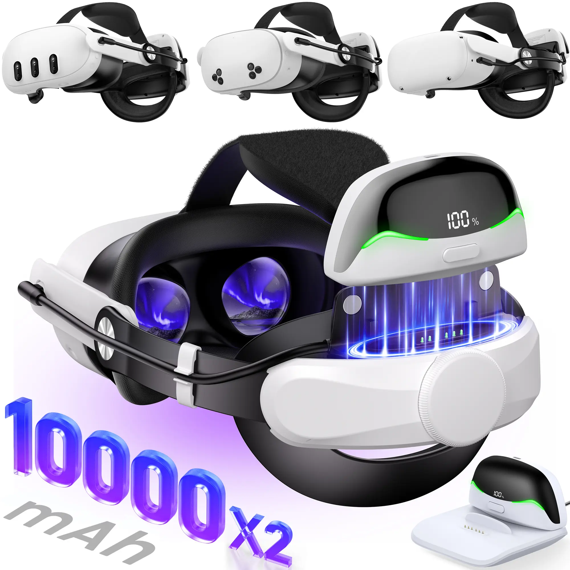 Headstrap-2*10000mAh Battery+Charging Dock