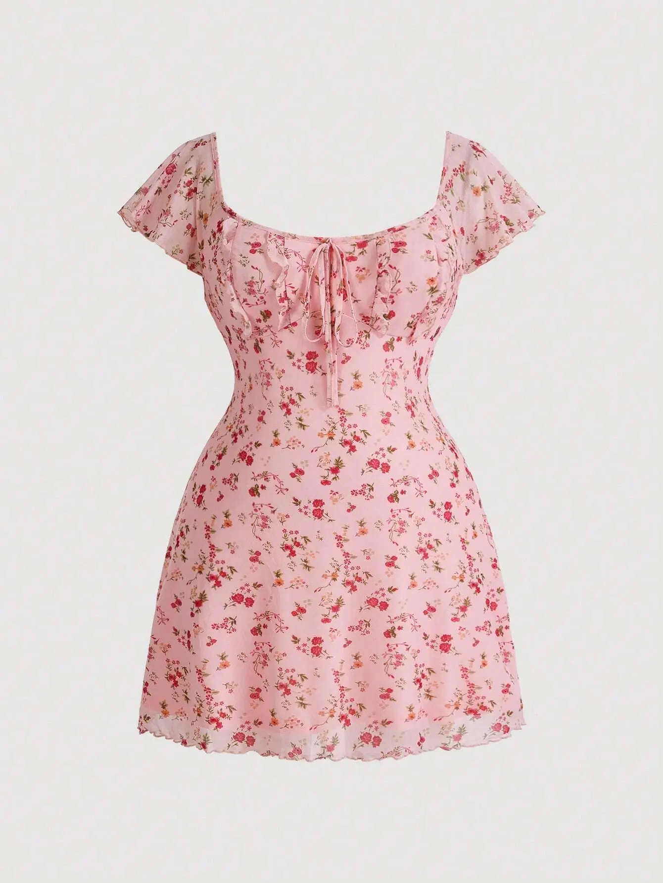 MOD Plus Size Women's Floral Ruffle Knot Front Dress – Summer Boho Beach Sundress