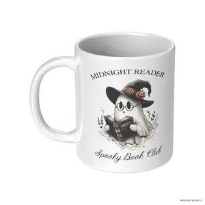 Reading Ghost Halloween Mug, Cute Halloween Mug, Book Lover Gift, Bookish Ghost Mug, Spooky Vibes, Ghost Reading Book Mug, Halloween Gift