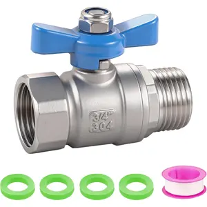 Garden Hose Shut Off Valve Full Flow, Heavy Duty 3/4"GHT Garden Hose Ball Valve, 304 Stainless Steel No Restricted-Flow Water hose shut off valve,Metal handle