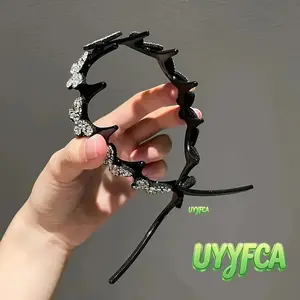 Women's 4pcs Rhinestone Flower Teeth Headband, Elegant Non-Slip Hairband with Bendable Durable Plastic, Comfortable Hair Accessory for All Seasons, Daily and Formal Wear