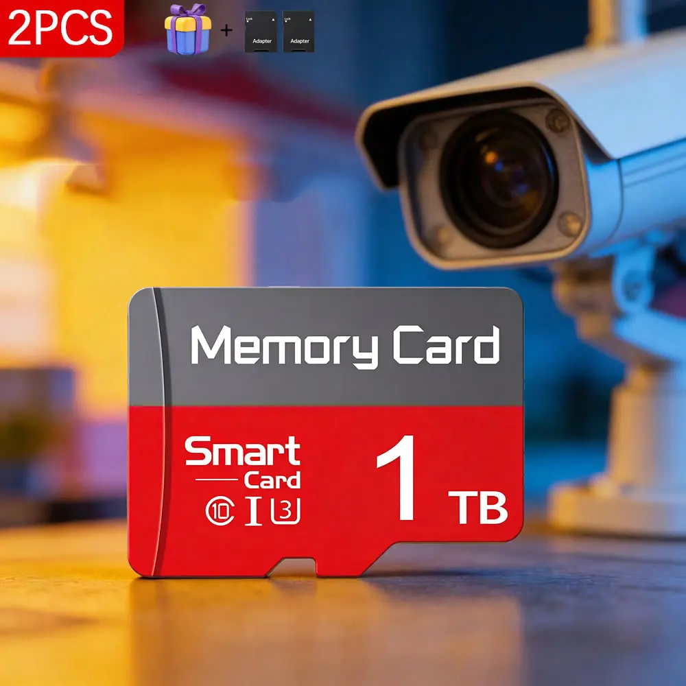 2-Pack 1TB Micro SD Card (with SD Adapter) - Class 10, Stable Read/Write - Memory Storage for Surveillance Cameras, Tablets, Bluetooth Speakers