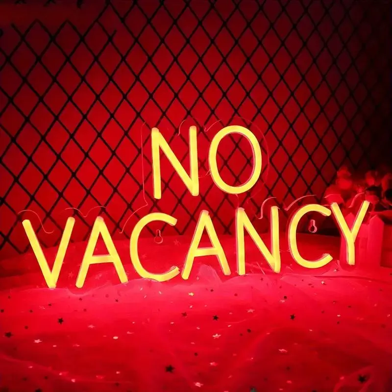 No Vacancy Neon Sign, USB Plug Powered LED Neon Light, Wall Mounted Neon Sign, Decorative Lamp for Coffee Shops, Restaurants, Hotels, Customizable Led Lights, Indoor Decorative Light, Decorative Atmosphere Light, Led Neon Signs