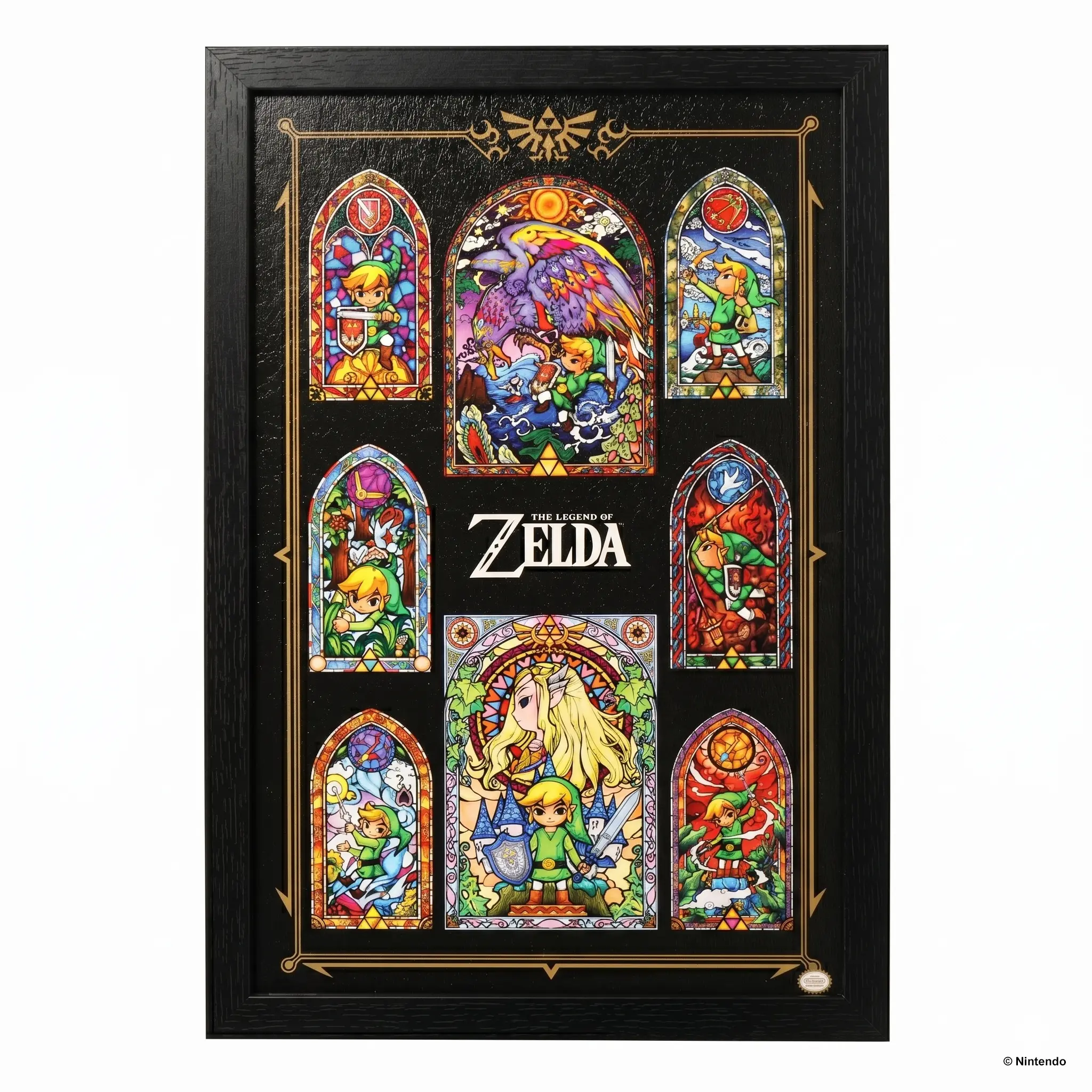 Zelda™ - Stained Glass Collage Gel-Coated Framed Print (11x17)