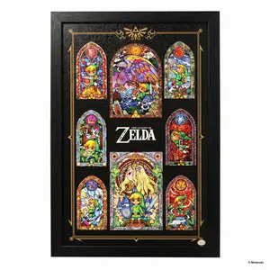 Zelda™ - Stained Glass Collage Gel-Coated Framed Print (11x17)