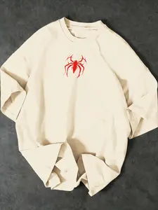 Spider Graphic T-Shirt for Men Women, Y2K Streetwear Hip Hop Short Sleeve Tee, Sporty Fitted Style for All Seasons