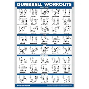 Palace Learning Dumbbell Workout Exercise Poster - Free Weight Body Building Guide | Home Gym Chart - LAMINATED, 18" x 24"