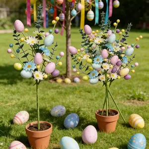 Easter Egg Bouquet Set of 2, Colorful Berries Decor, Spring Stem Decoration, Easter Wreath Centerpiece, Tabletop Ornament, Home Decor Gift